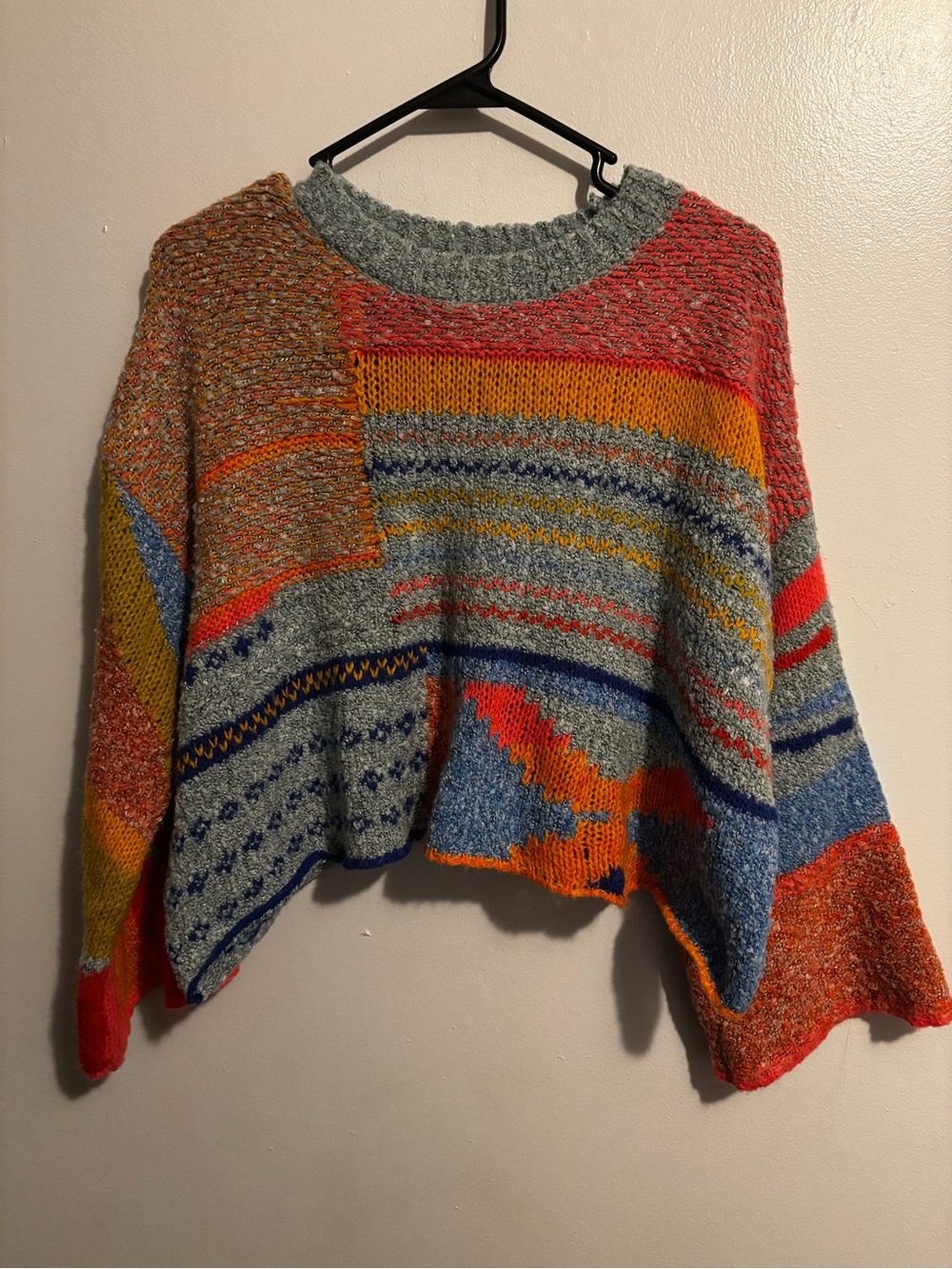 Moon & Madison Multicolor Patchwork Knit Sweater